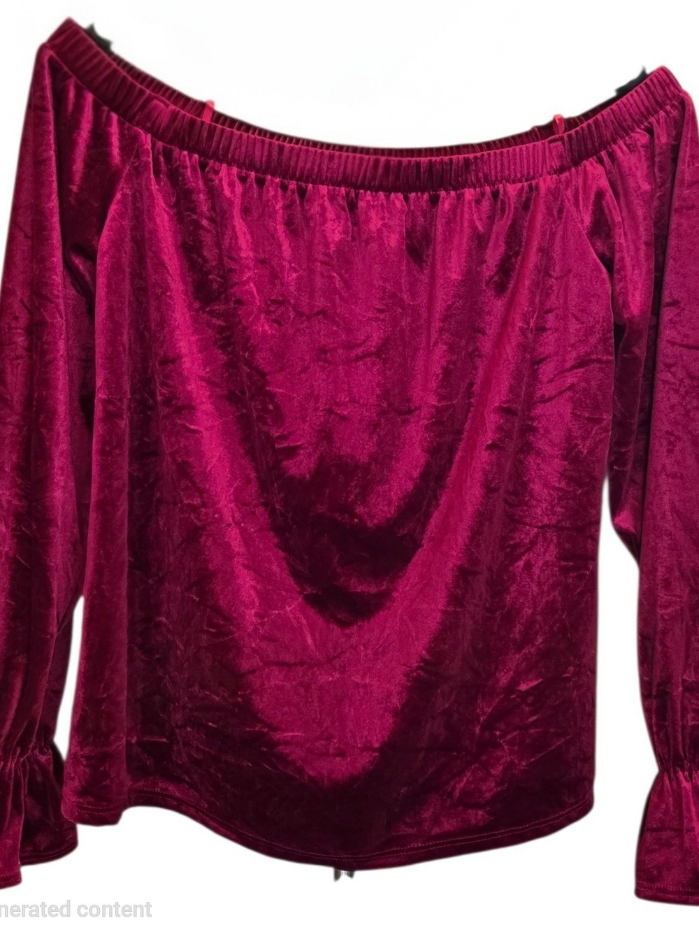 Off-Shoulder Velvet Blouse in Deep Magenta